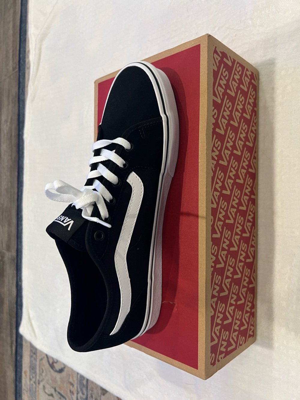 Vans Black Canvas Low-Top Sneaker with White Stripe